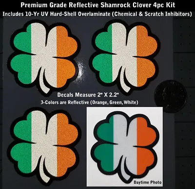Firefighter Helmet Reflective 4 Leaf Clover Shamrock Decal Kit 4pc Stickers 0280 • $7.95