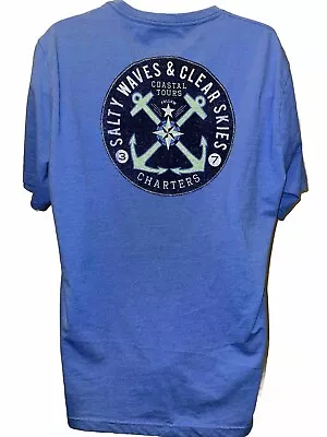 Izod Saltwater Blue Double Anchor Charter Relaxed Classic T Shirt Sz XXL • $9.99