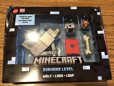 Mattel Minecraft - DIAMOND LEVEL WOLF LOBO LOUP Collector Figures NEW BOX DAMAGE • $13.99