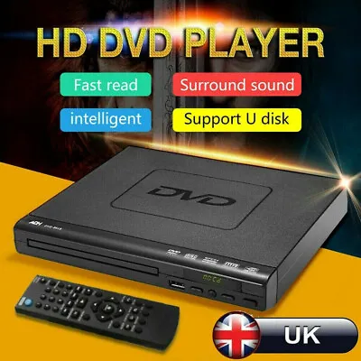 Multi Region DVD Player Compact ADH CD VCD Music Disc Upscaling USB Remote UK • £22.98