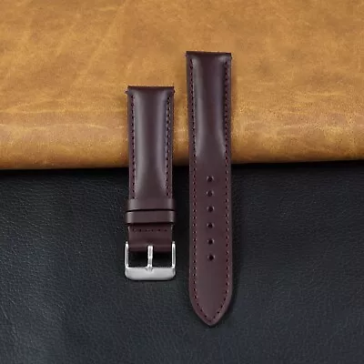 Burgundy Leather Watch Band Strap Men 18mm 20mm 22mm Quick Release Wristband • $17.99