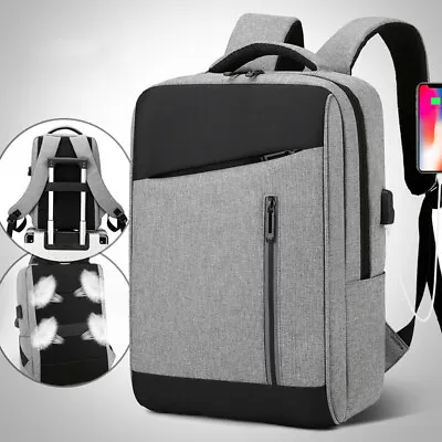 Men's Waterproof Laptop Bag Backpack Travel Rucksack School W/ USB Charging Port • $14.63
