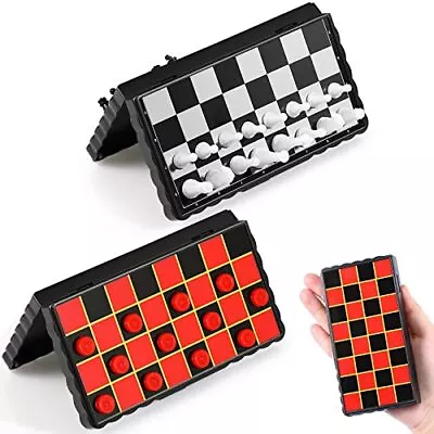 Magnetic Travel Chess Set Checkers With Portable Folding Chess Stylish Style • $18.08
