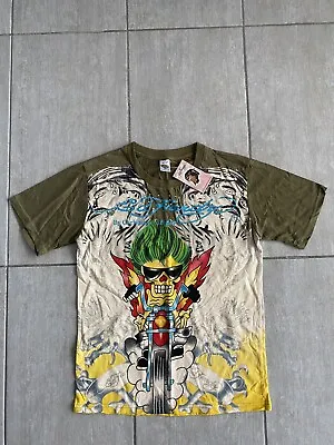 Ed Hardy By Christian Audigier Vintage T Shirt Y2K Top 2000’s Double Sided BNWT • £62.04