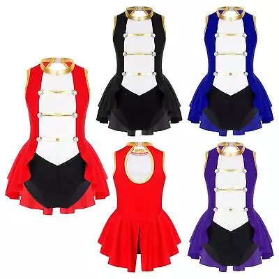 Kids Girls Ringmaster Circus Costume Party Dance Leotard Stage Performance Dress • £10.49