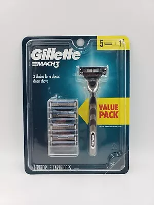 Gillette Mach 3 Value Pack - Includes 1 Razor And 5 Cartridges • $14.99