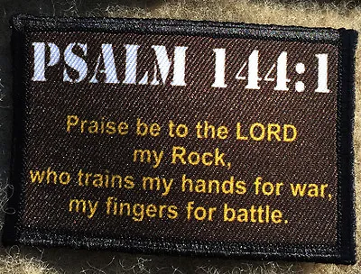  Psalm 144:1 Morale Patch Military Tactical Army Flag USA Hook Badge Bible • $8.49