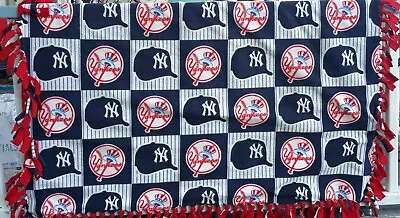 NYY New York Yankees Logo Baseball Fleece Blanket Crib Handmade LG 54  X 44  • $29.95