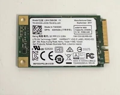 NEW DELL 256GB SSD Solid State Drive MSATA 2HNG6 LITE-ON LMH-256V2M 6Gb/s • $21.88