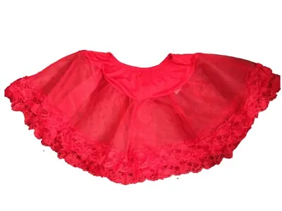 Ladies 2 Layer Red Mesh & Lace Short Petticoat UK 16 Large Tutu Fancy Dress • £10