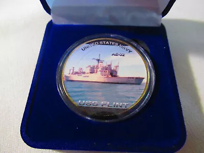 US NAVY - USS Flint (AE-32) Challenge Coin W/ Presentation Box • $19.99