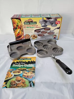 Big City Slider Station Hamburger Patty Press Pan Recipe Book For Mini Burgers • $28.89