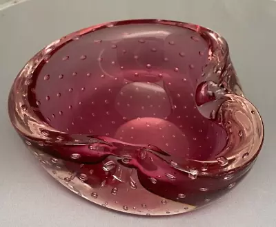 MCM * CRANBERRY *  * 4  * 1950s * Controlled Bubble * MURANO * Bowl / Ash Tray • $24