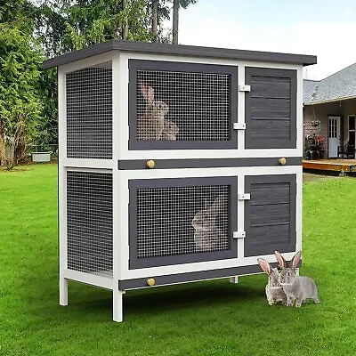 Rabbit Hutch 2 Storey Chicken Coop Hutches Wooden Cage House Guinea Pig Outdoor • $71.90