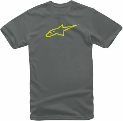 £21.95 • Buy Alpinestars Ageless Classic Tee T Shirt Charcoal Hi Viz Yellow Mens Mx Top New
