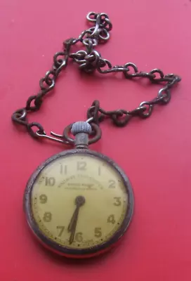 Vintage Austria   Railway Timekeeper   Pocket Watch  Chain Sadly Poor Needs Help • £6