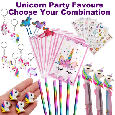 $6.99 • Buy Unicorn Party Favours | Bulk Party Supplies | Loot Bags Pens Rainbow Pencils 