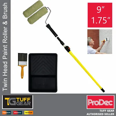 ProDec Twin Head Heavy Duty Masonry Paint Roller & Brush Set With Extension Pole • £26.99