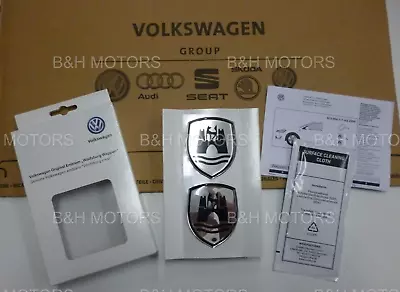 New Genuine Volkswagen Wolfsburg Crest Badge Set Black / Chrome 5c0064317as Xrw • $33.34