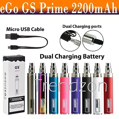 AUTHENTIC GS EGO II  PRIME 2200mAh E-cigarette Rechargable Battery MICRO USB • £10.99