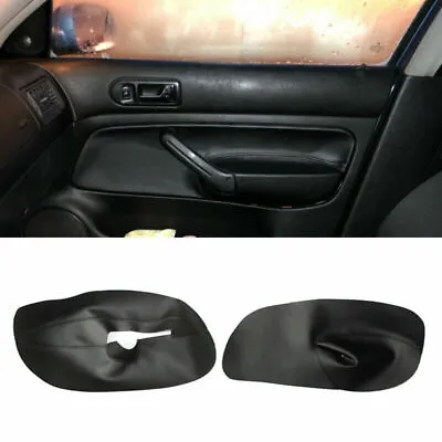 2xLeather Front Door Armrest Panel Insert Cover For VW Bora Jetta Golf MK4 BLACK • $16.69