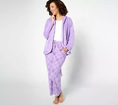 MUK LUKS Women's Sleepwear Sz L Dimple Plush Topper & Straight Purple A628980 • $14.99