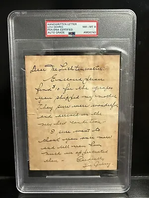 Rare Lou Gehrig Handwritten Letter Signed Auto Autograph Babe Ruth Photo Psa/dna • $19749