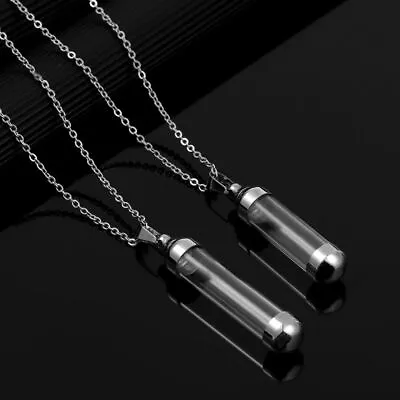 $8.69 • Buy Steel Chain Glass Vial Necklace Lucky Charm Wishing Bottle Pendant Perfume Jars