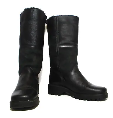 La Canadienne Kosmo Boots Size 8 1/2 Women Black Suede Shearing Lined Leather • $105