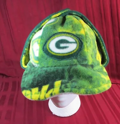 Packers Fleece Cap Hat Soft Floppy Ear Flap Warm Washable Green Bay Visor Xl • $12.99