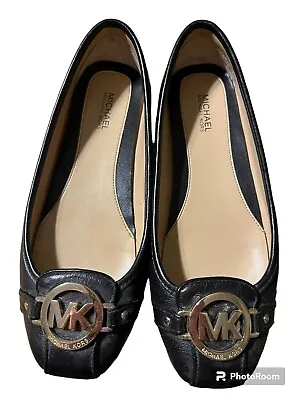 Michael Kors Fulton Flat Black Leather Ballerina Flats 7 • $32.88