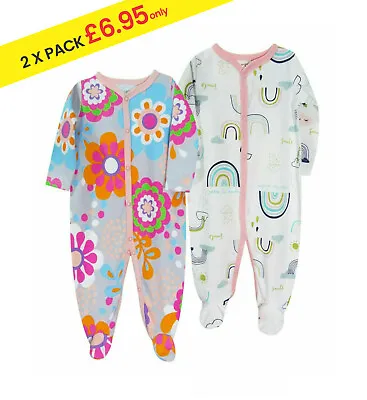 £6.95 • Buy Baby Girls Boys Sleepsuits 0-3m Unisex Cotton Jumpsuit Rompers Bodysuit Grows UK