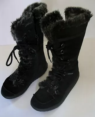 Skechers Shape-Ups Toning Boots Lined Black Leather Women Style 11812 Size US 6 • $34.98