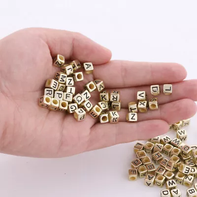  500 PCS Tiny Letter Alphabet Beads Gold Creative DIY Accessories • £9.49