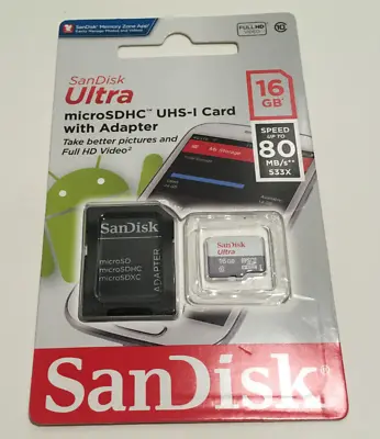 SanDisk Ultra 16GB Micro SD Class 10 MicroSDHC Memory Card • $5.97