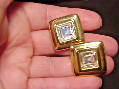 Swarovski Brand Crystal Square Earrings Pierced S A L Clear Stone • $30