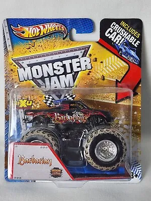 2013 BARBARIAN MUD TRUCK HOT WHEELS  Monster Jam Truck W/ Crushable Car • $8.41