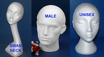 £9.73 • Buy Polystyrene Foam Mannequin Display Head Male Female Swan Unisex Neck 