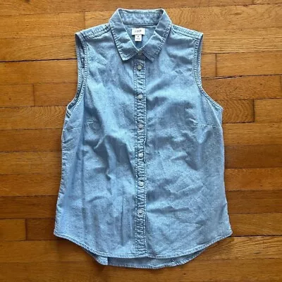 J. Crew Factory Sleeveless Chambray Button-Up Shirt In Signature Fit Small • $15