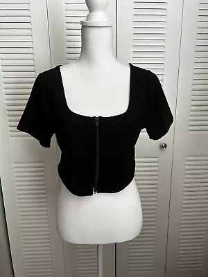 Dolls Kill Beivy Give Me Strength Crop Top Black Large BRAND NEW W TAGS • $40