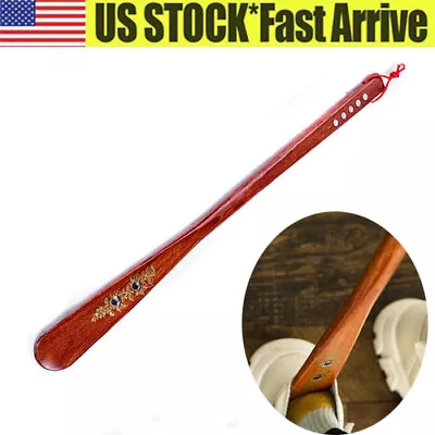 Extra Long Handle Shoe Horn AID Stick Hard Wood 21.5  Handled Wooden Shoehorn US • $7.79