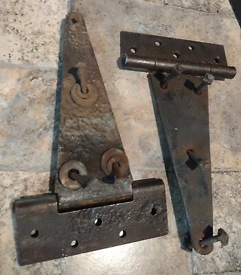 Two 12  Large Vintage Iron Hinges • $28