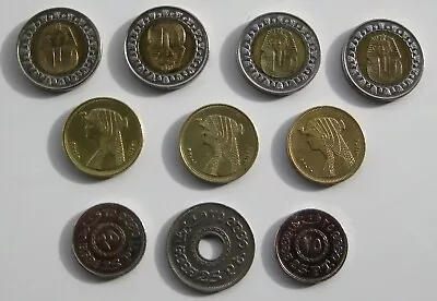 Ten Assorted Egyptian Coins - One Pound (4) 50 Piastres (3) & 25 Piastres (3). • £8.95