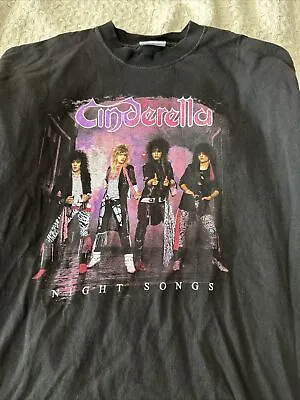 Vintage 90s Cinderella Night Songs T Shirt Mens Large Black Concert • $89