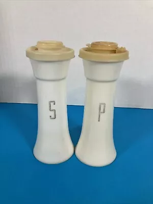 Vintage Tupperware White  Salt & Pepper Shaker Set  Lids Need Soaking • $14