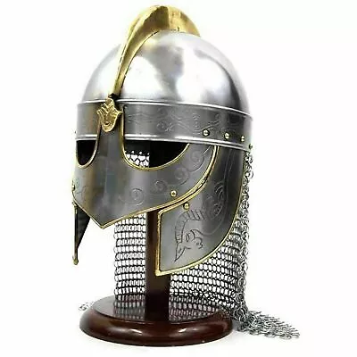 Medieval Viking Helmet With Chainmail - Crusader Helmet Warrior Armor Knight • £61.02