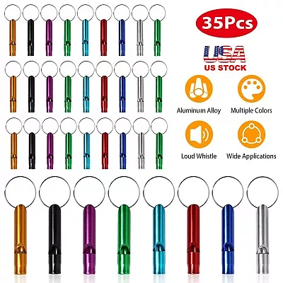 35 Pcs Emergency Survival Whistle Loud With Key Chain For Boating Hiking Camping • $12.02