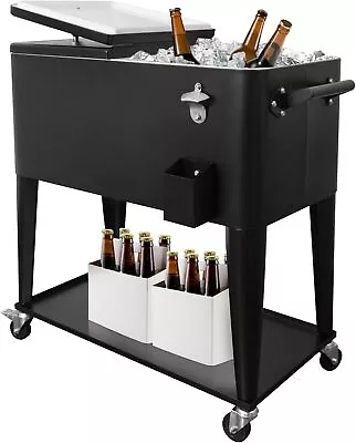 80Qt Outdoor Rolling Cooler Cart Ice Beer Beverage Chest Party Drink Camping US • $136.99