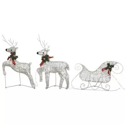 UBesGoo 2 Reindeer Sleigh Yard Décor Outdoor Lighted Christmas Gold 40451 • $65