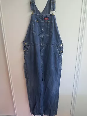 Vintage Dickies Denim Dungarees Overalls Workwear Coveralls 2XL W44  X L 32  • £39.99